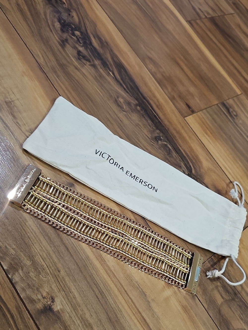 Victoria Emerson Rose Gold Multi-Chain Cuff Bracelet
